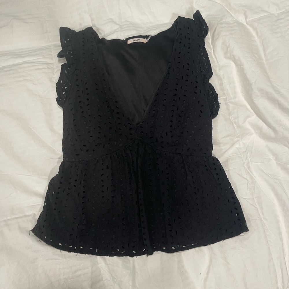 Black Eyelet Women's Top
